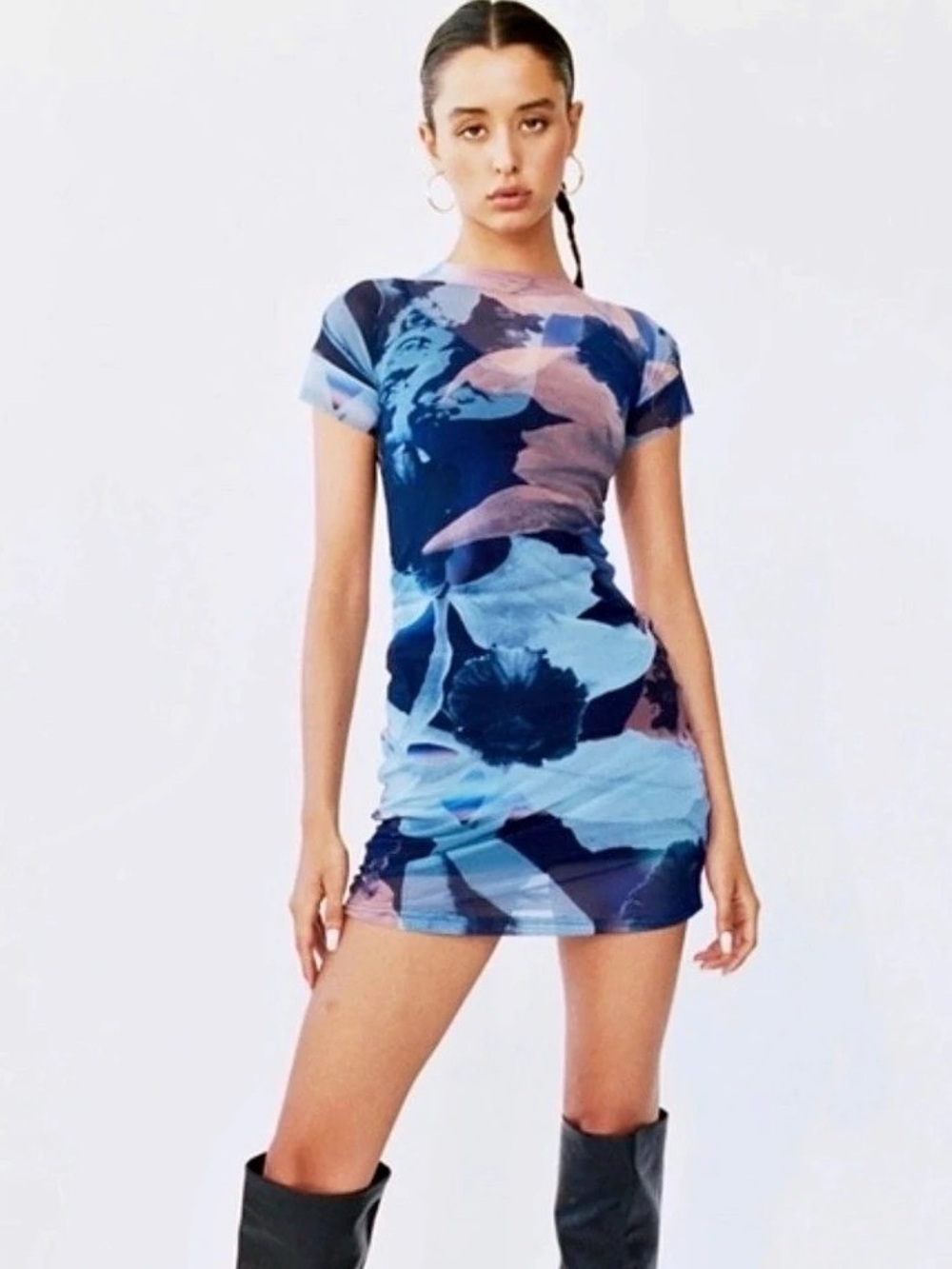 With Jean Sami mini dress XS Orchid Morphology Abstract Print Mini Dress in Blue